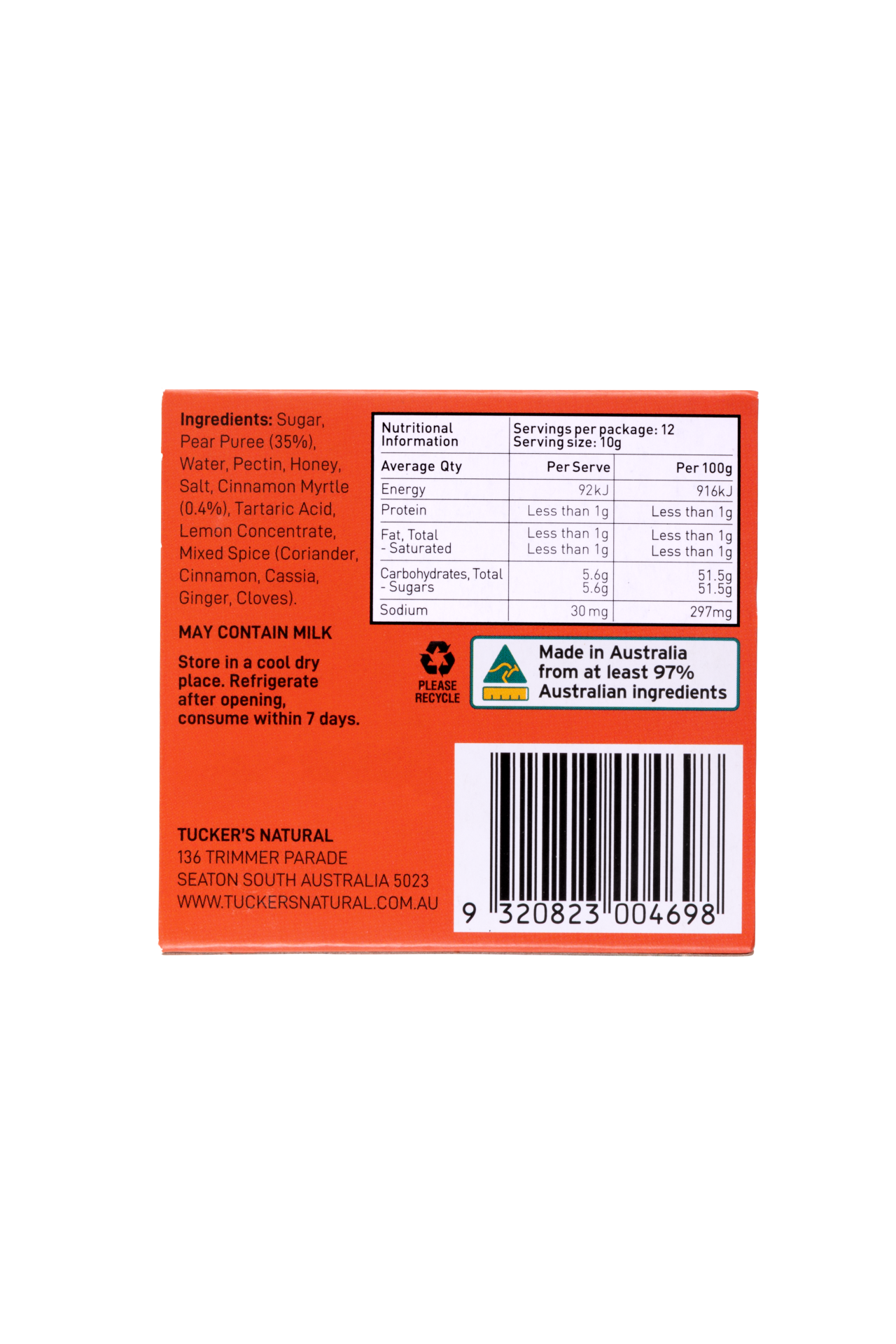 Tastes of Australia Pear & Cinnamon Myrtle Fruit Paste 12 x 120g - Image 5
